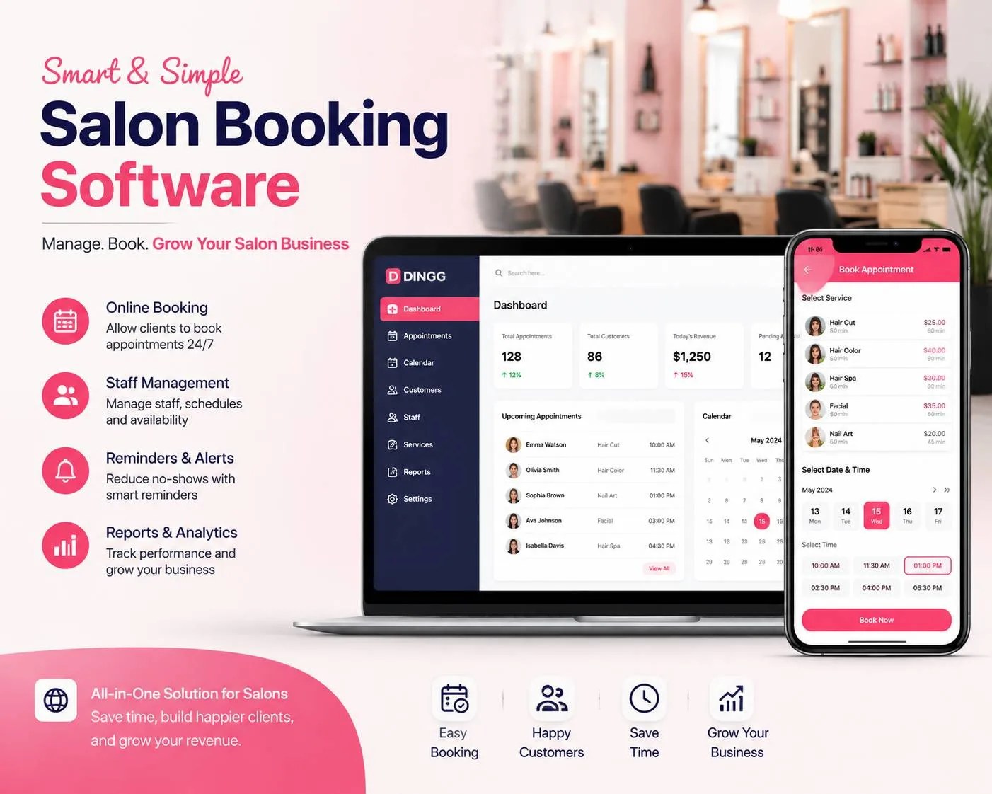 DINGG Salon Booking Software for Streamlined Appointment Scheduling