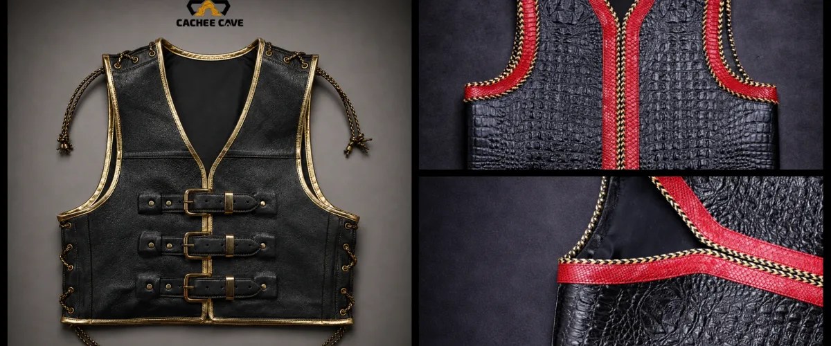Cachee Cave Premium Leather Biker Vests for Men
