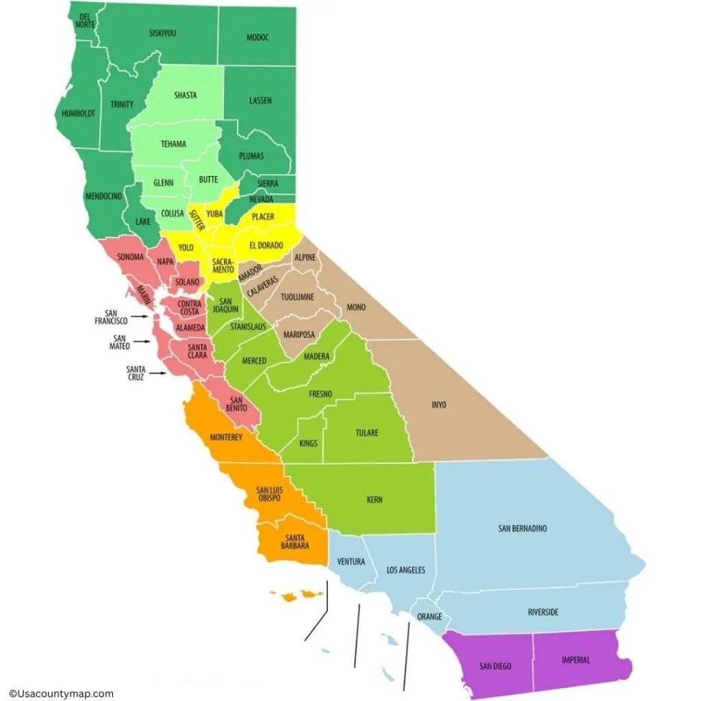 Labeled California County Map Cities And Features California Map Outline 1024x1024 