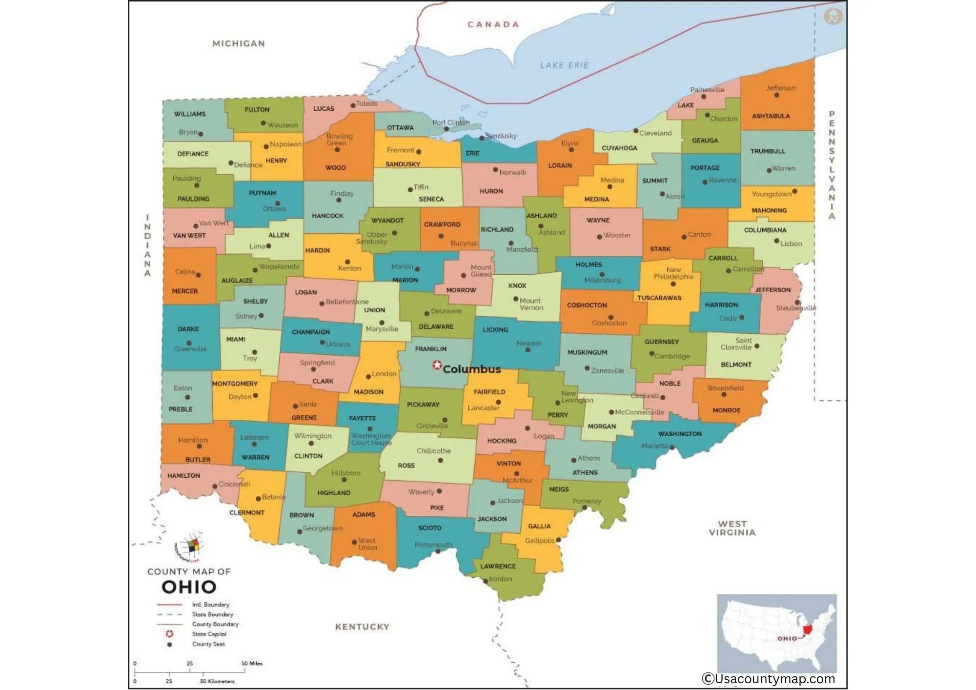 Ohio County Map Detailed Free Printable Guide Free Ohio County Map With Cities 1 