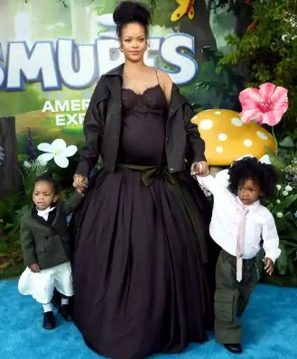 Rihanna with her sons Riot and RZA.