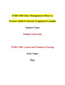 NURS 3100 Time Management (Observe, Process, Reflect) Journal Assignment