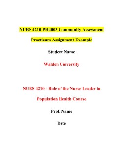 NURS 4210 PH4003 Community Assessment Practicum Assignment