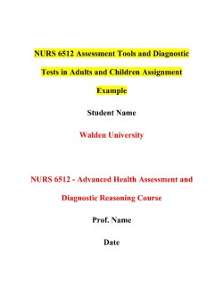 NURS 6512 Assessment Tools and Diagnostic Tests in Adults and Children Assignment