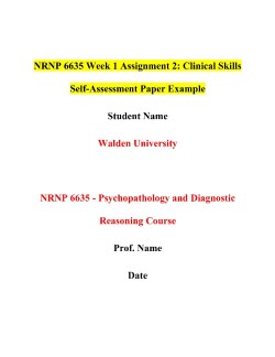 NRNP 6635 Week 1 Assignment 2: Clinical Skills Self-Assessment Paper Example