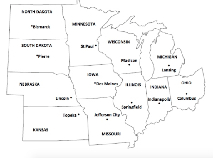 Printable Midwest States Map Printable USA Map Midwest States Map Printable 