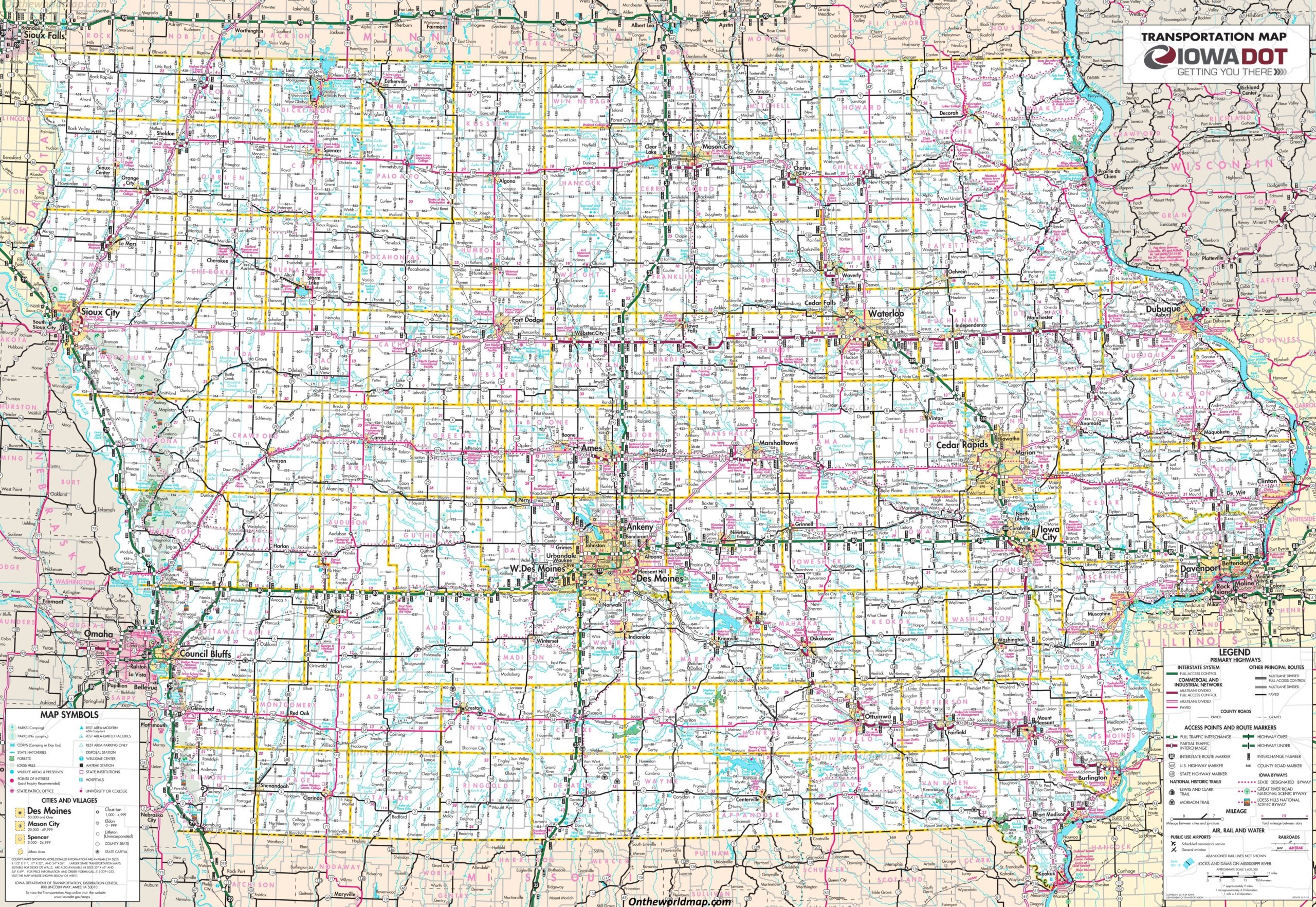 Printable Iowa Map Printable USA Map Printable Iowa Map Scaled 