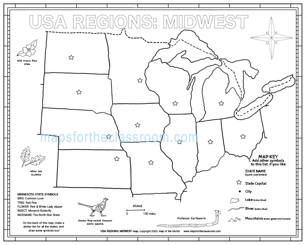 Printable Midwest Map Printable USA Map Printable Midwest Map 1 