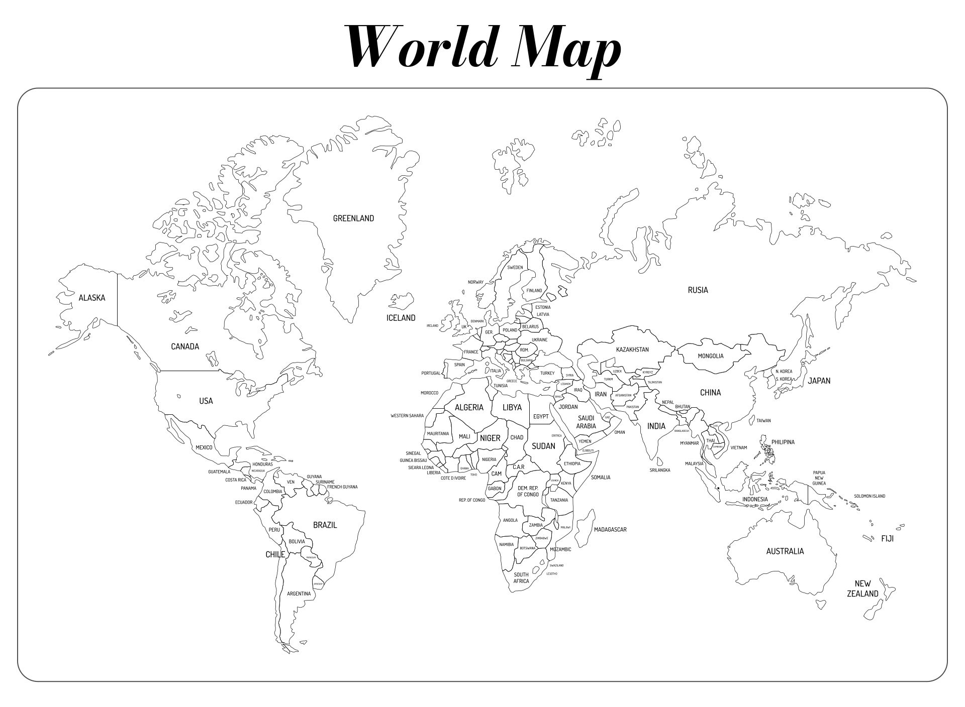 World Map Printable With Countries Labeled Printable USA Map Printable World Map With Countries Labeled 