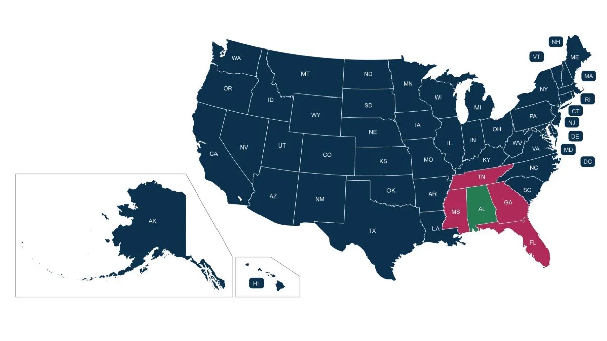 Alabama Borders 4 States The Gulf Of Mexico Alabama