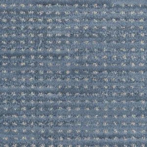Blue cut and loop carpeting sample with dotted design.