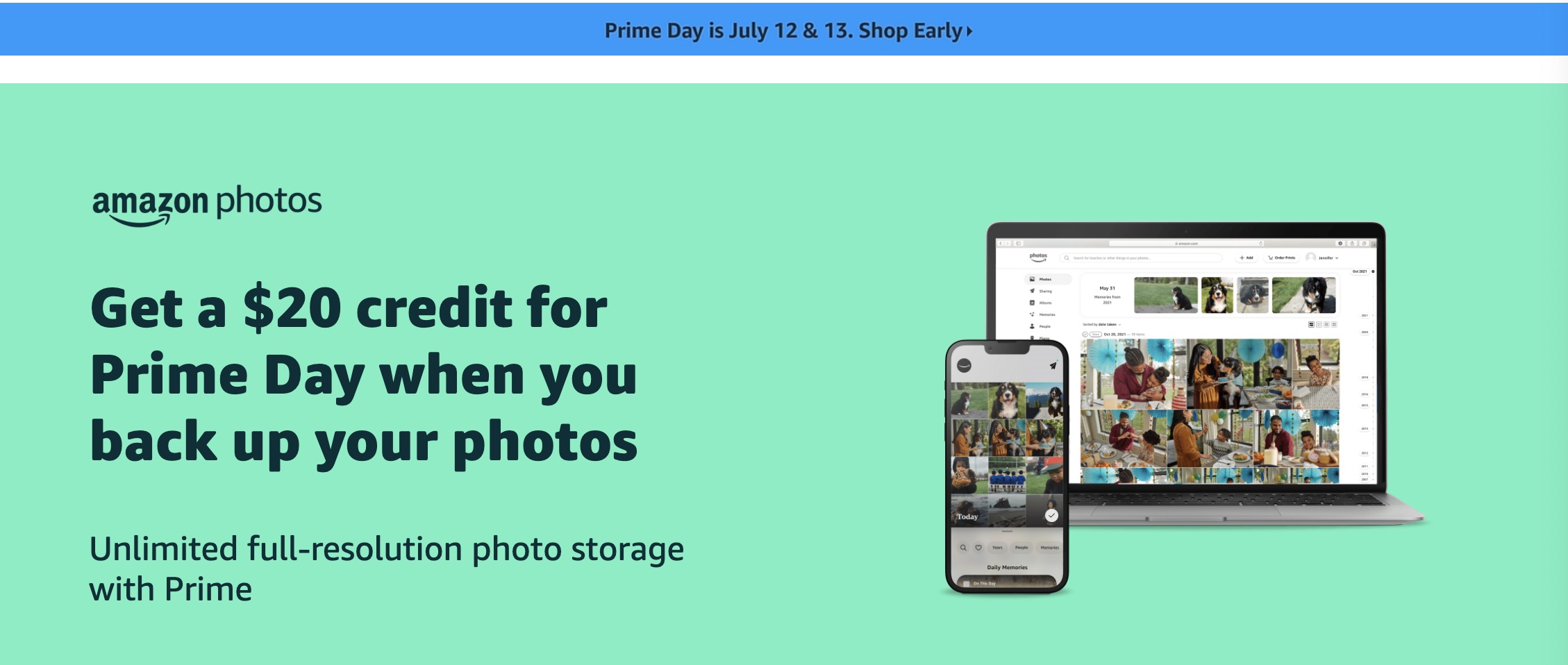 Amazon prime | 使用Amazon photos，送prime day $20 off【截止今天】