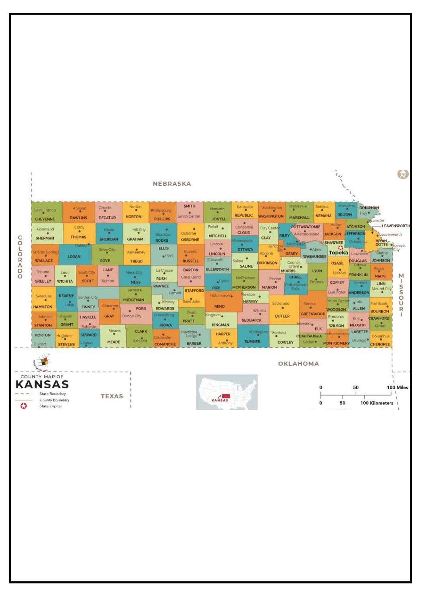 Kansas Counties And Towns Kansas County Map 1 