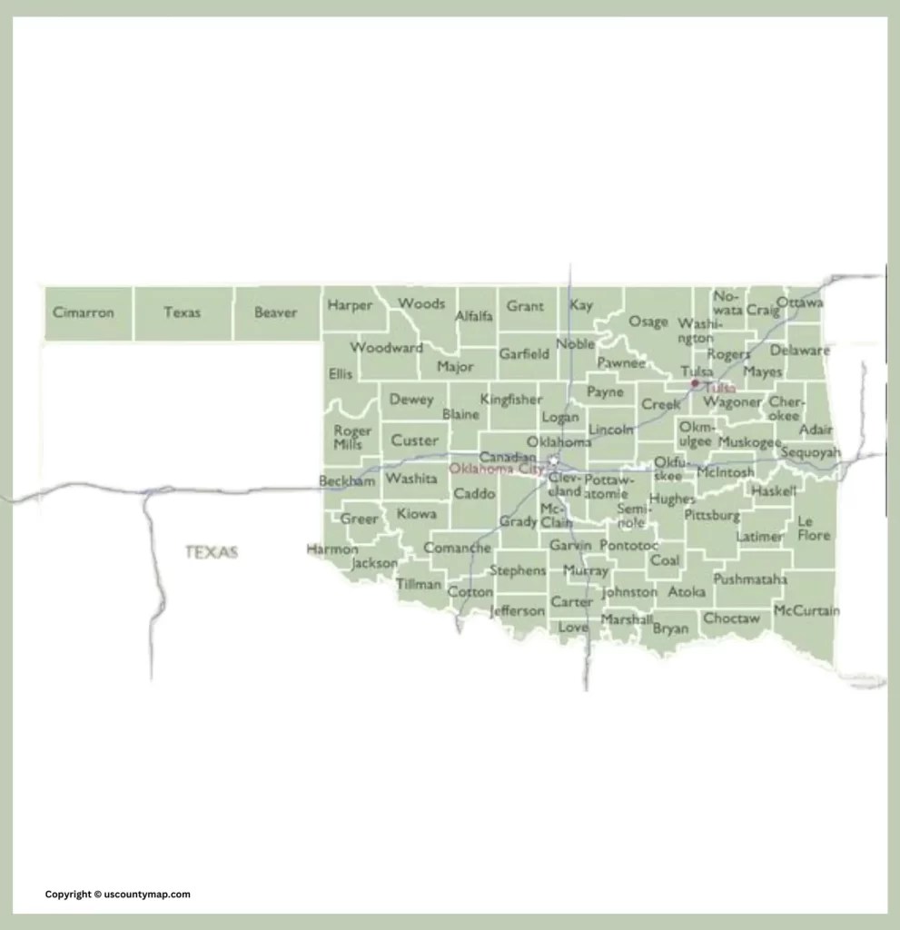 Oklahoma County Map Map Of OK Counties And Cities Oklahoma Map Templates