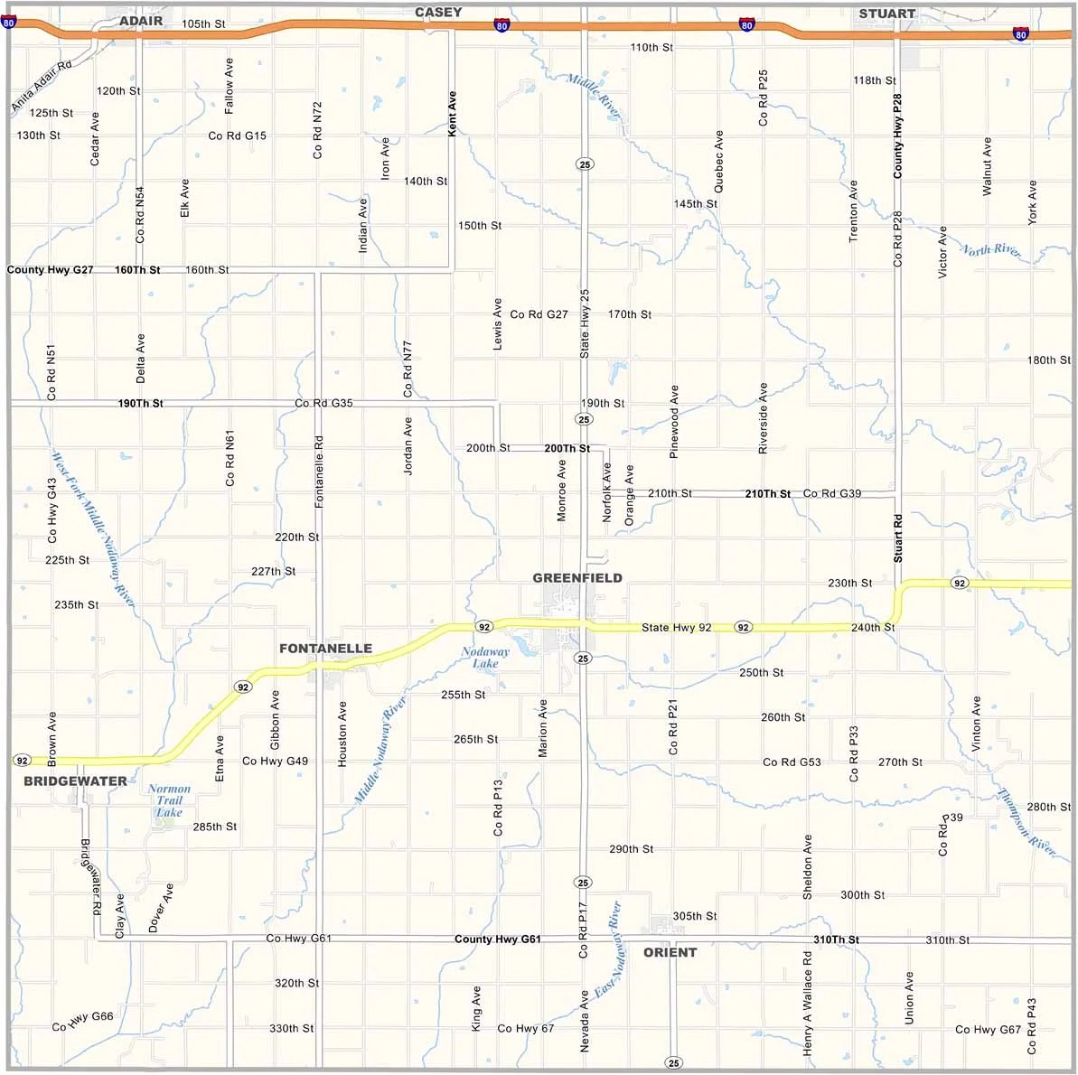Mitchell County Map Iowa US County Maps Adair County Map Iowa 