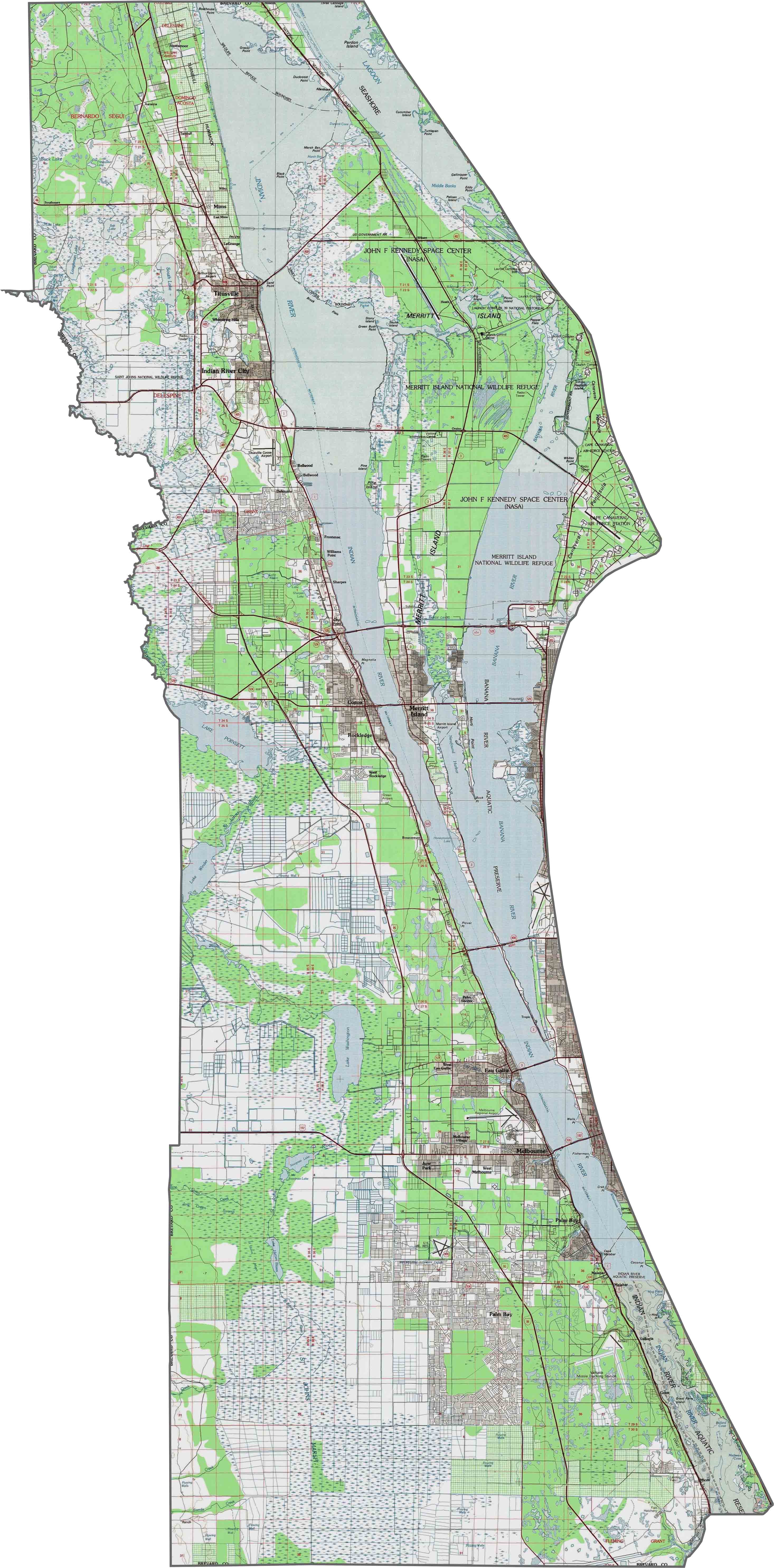 Map Of Brevard County Florida Brevard County Topographic Map Florida 