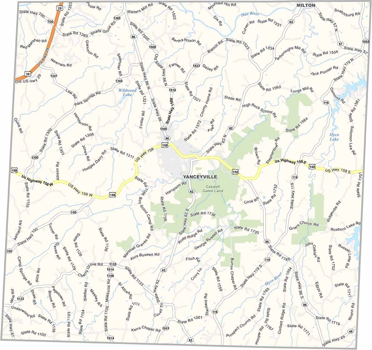 Rockingham County Map North Carolina US Maps Caswell.