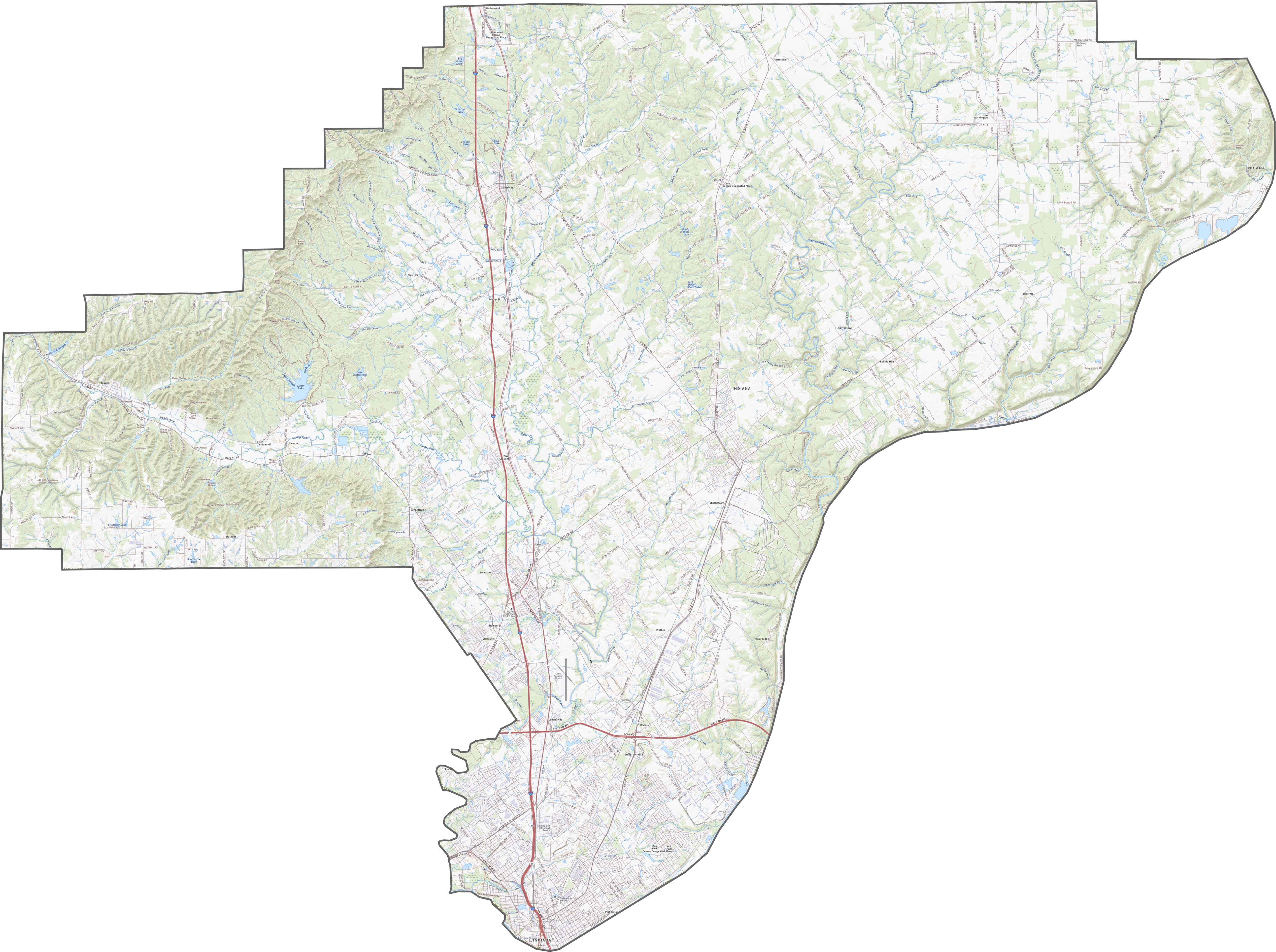 Clark County Map Indiana US County Maps Clark County Topographic Map Indiana 
