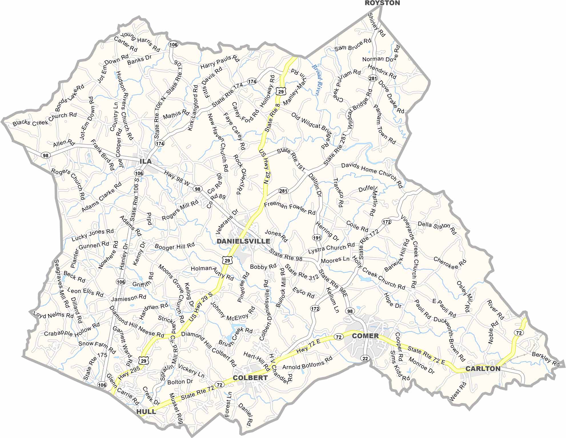 Madison county map, georgia
