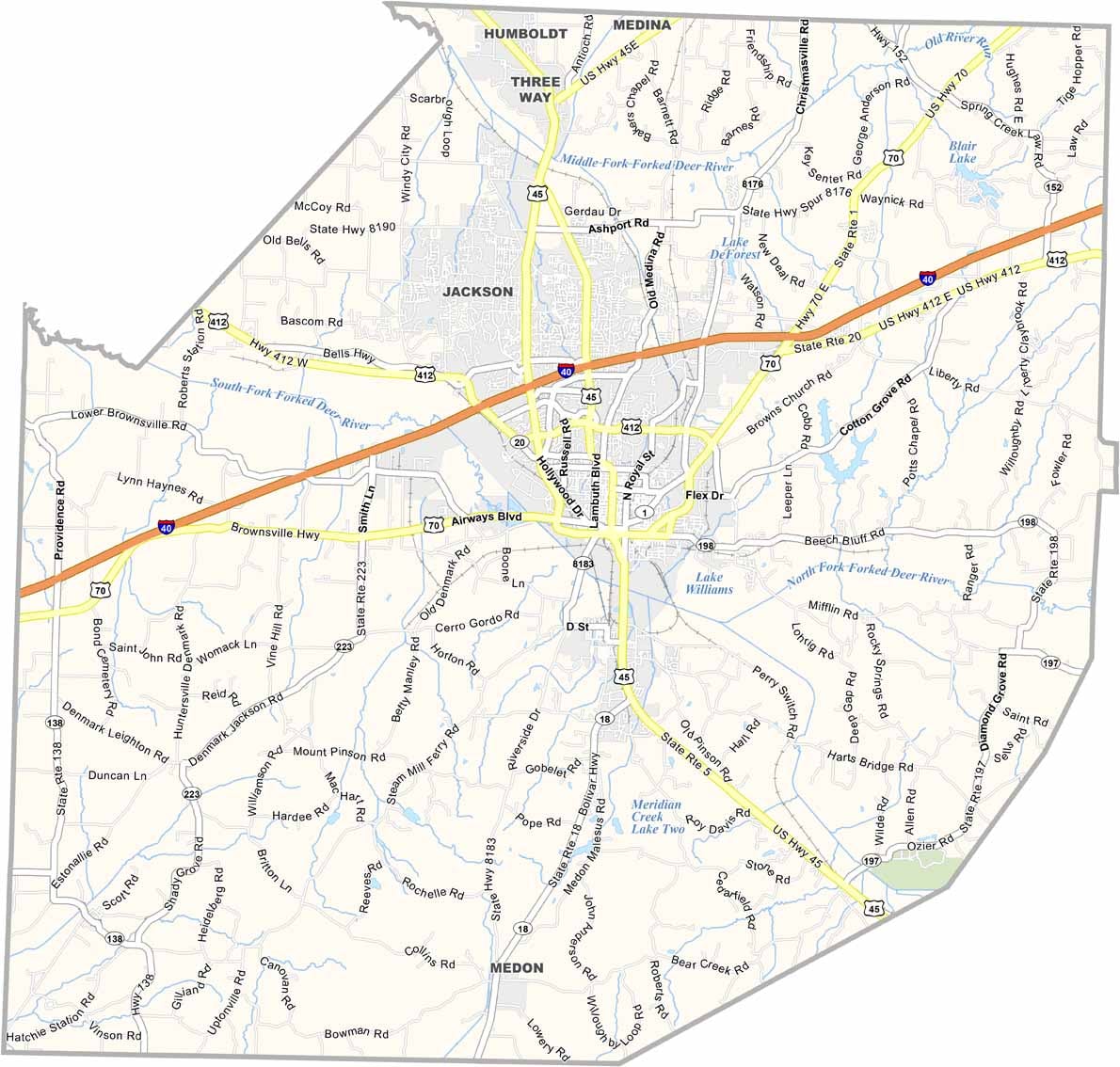 Madison county map, tennessee