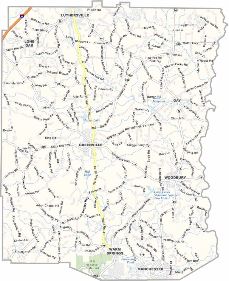 Meriwether County Map Georgia US Maps.