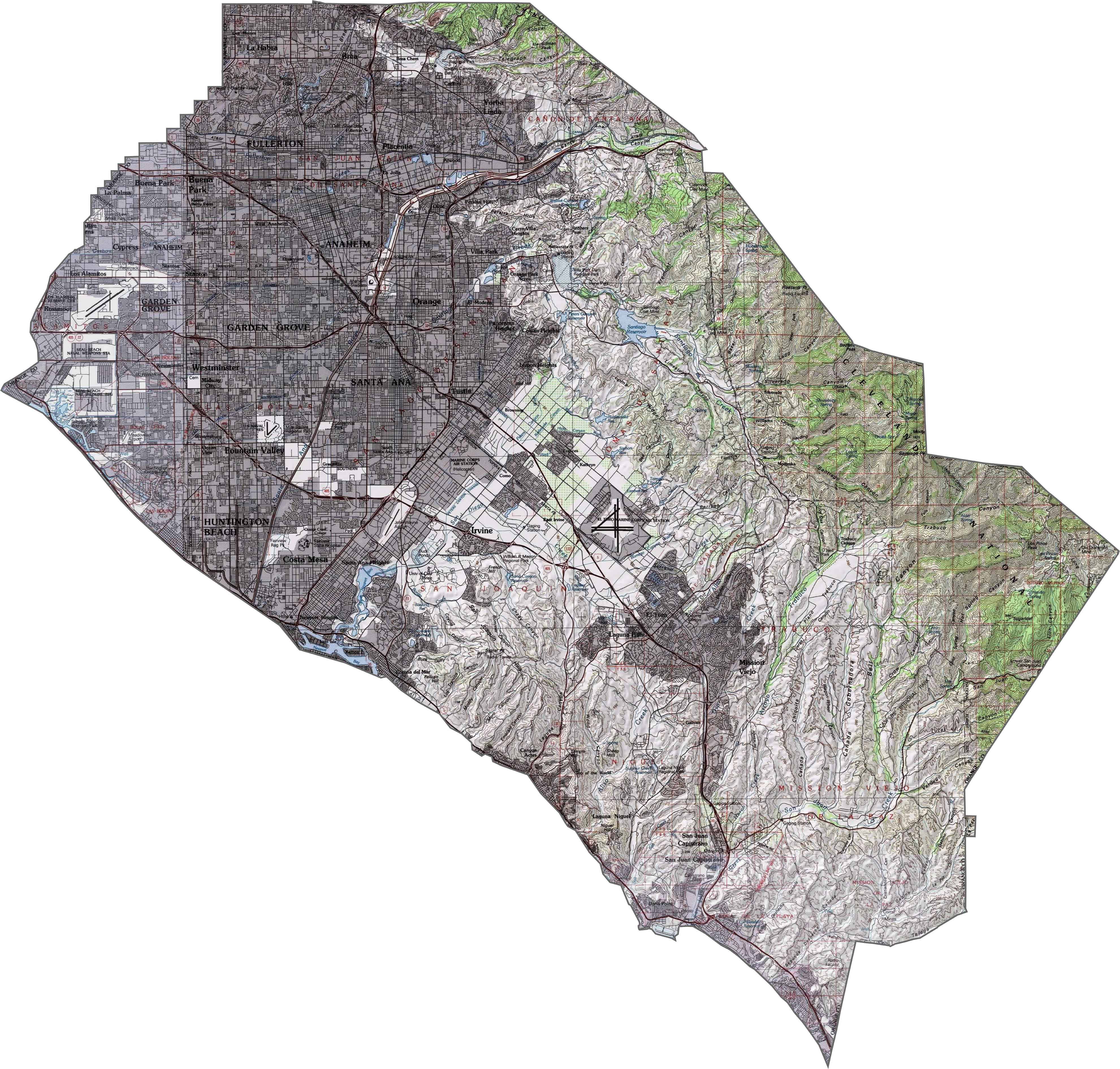 Orange County Map California US Maps Topographic.