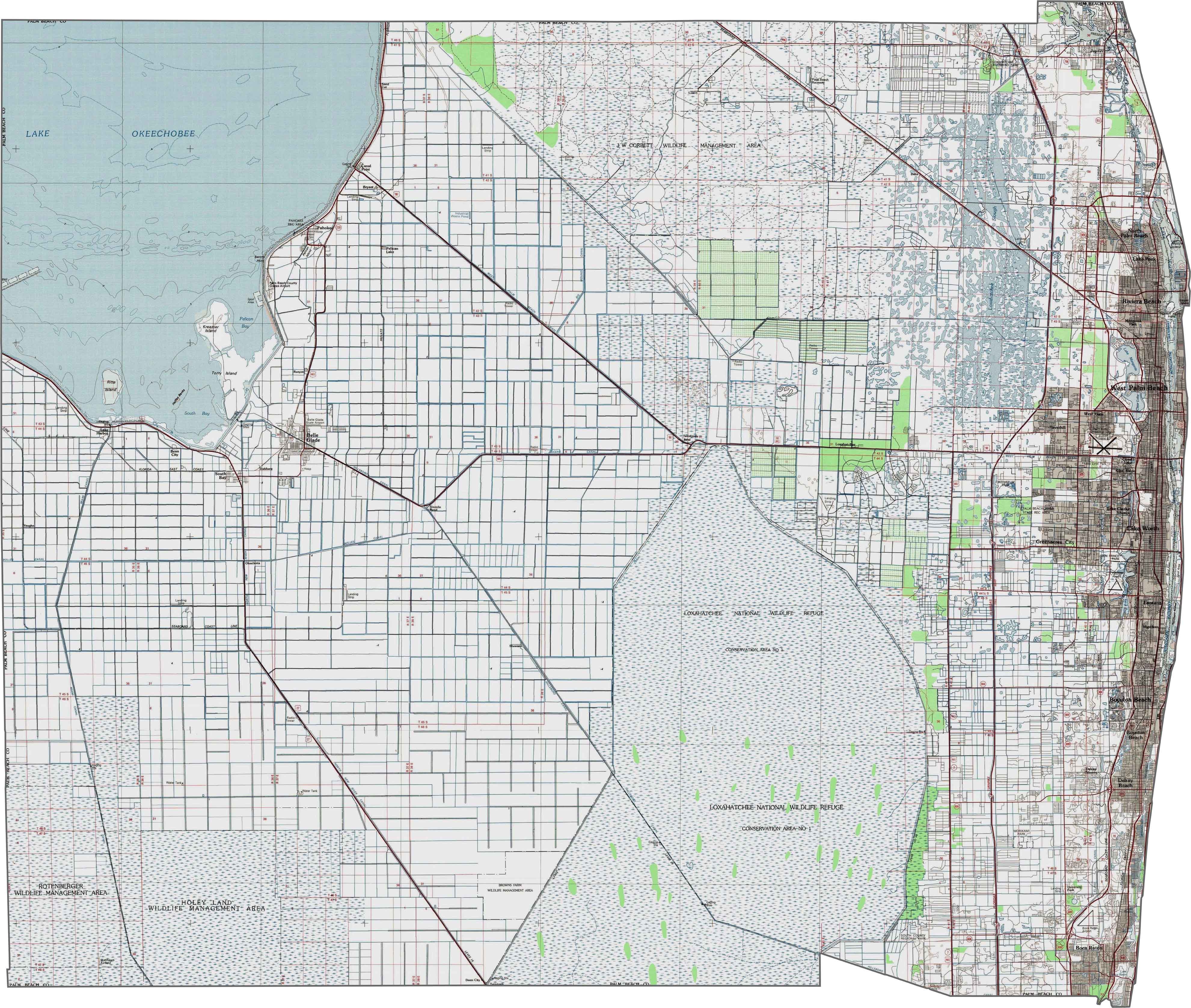 Printable Palm Beach County Map Palm Beach County Topographic Map Florida 