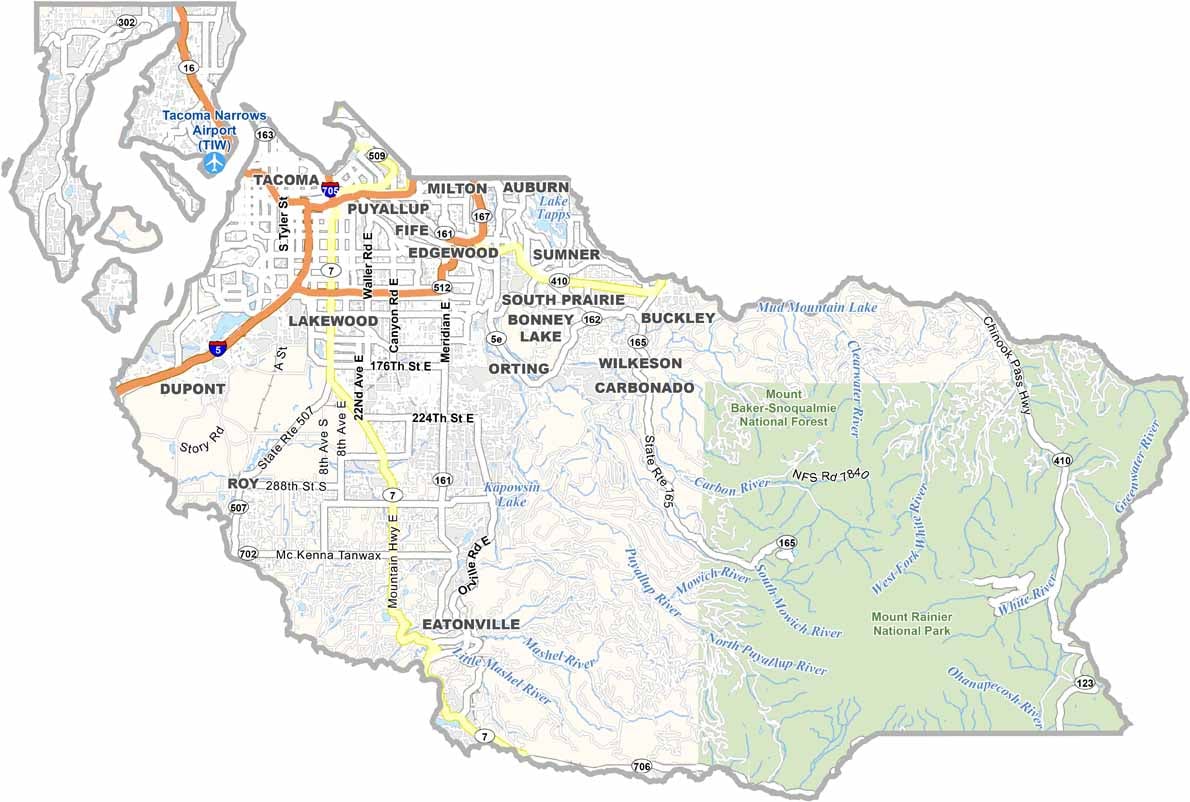 Washington County Map US County Maps Pierce County Map Washington 