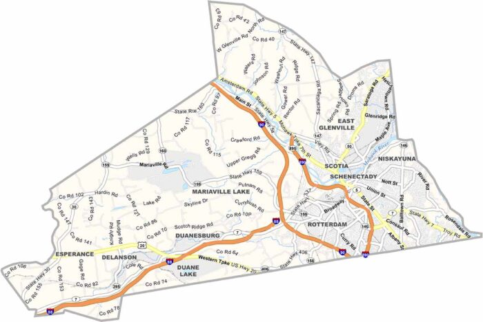 Albany County Map New York US Maps Schenectady.