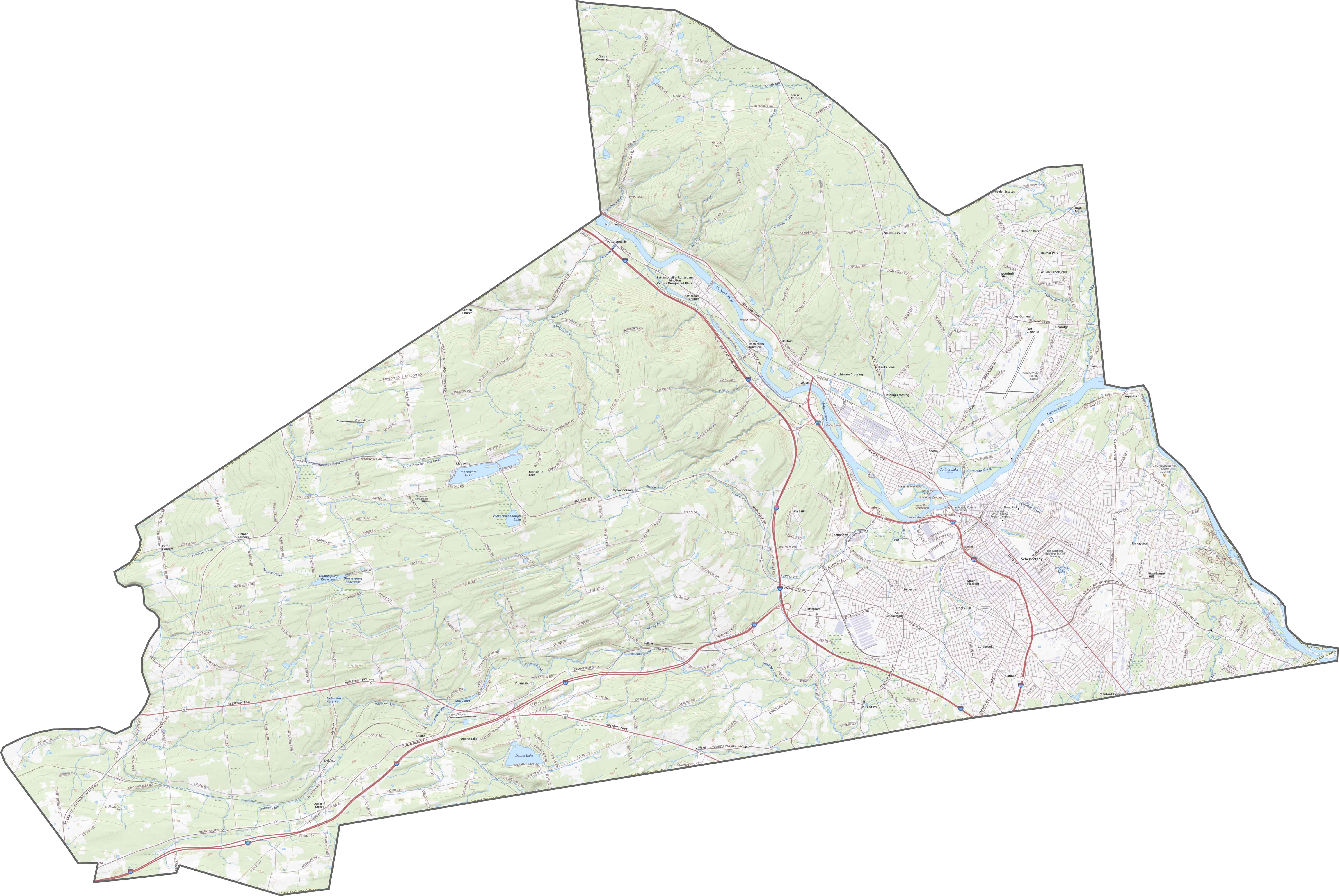 Schenectady County Map New York US Maps Road.
