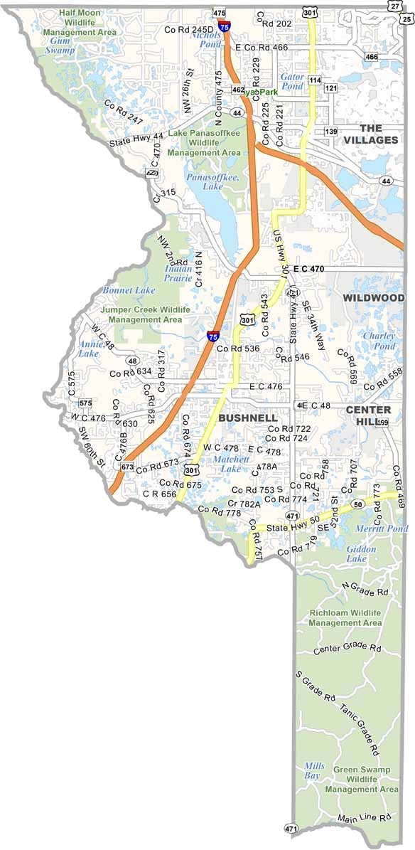 Sumter County Map Florida US County Maps Sumter County Map Florida 