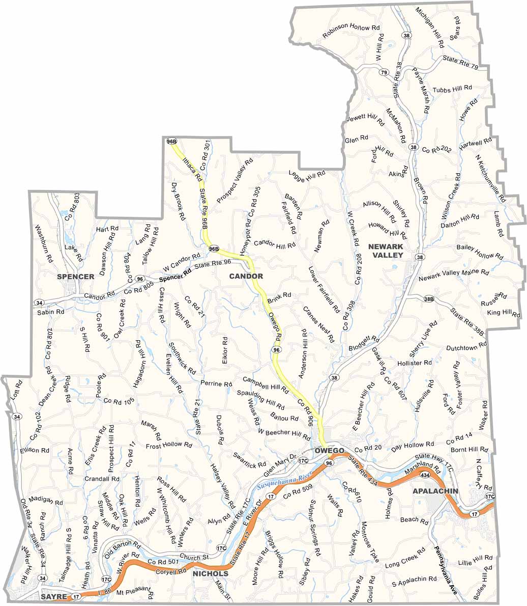 Tioga County Map Cities Area Guide Tioga County Map New York 