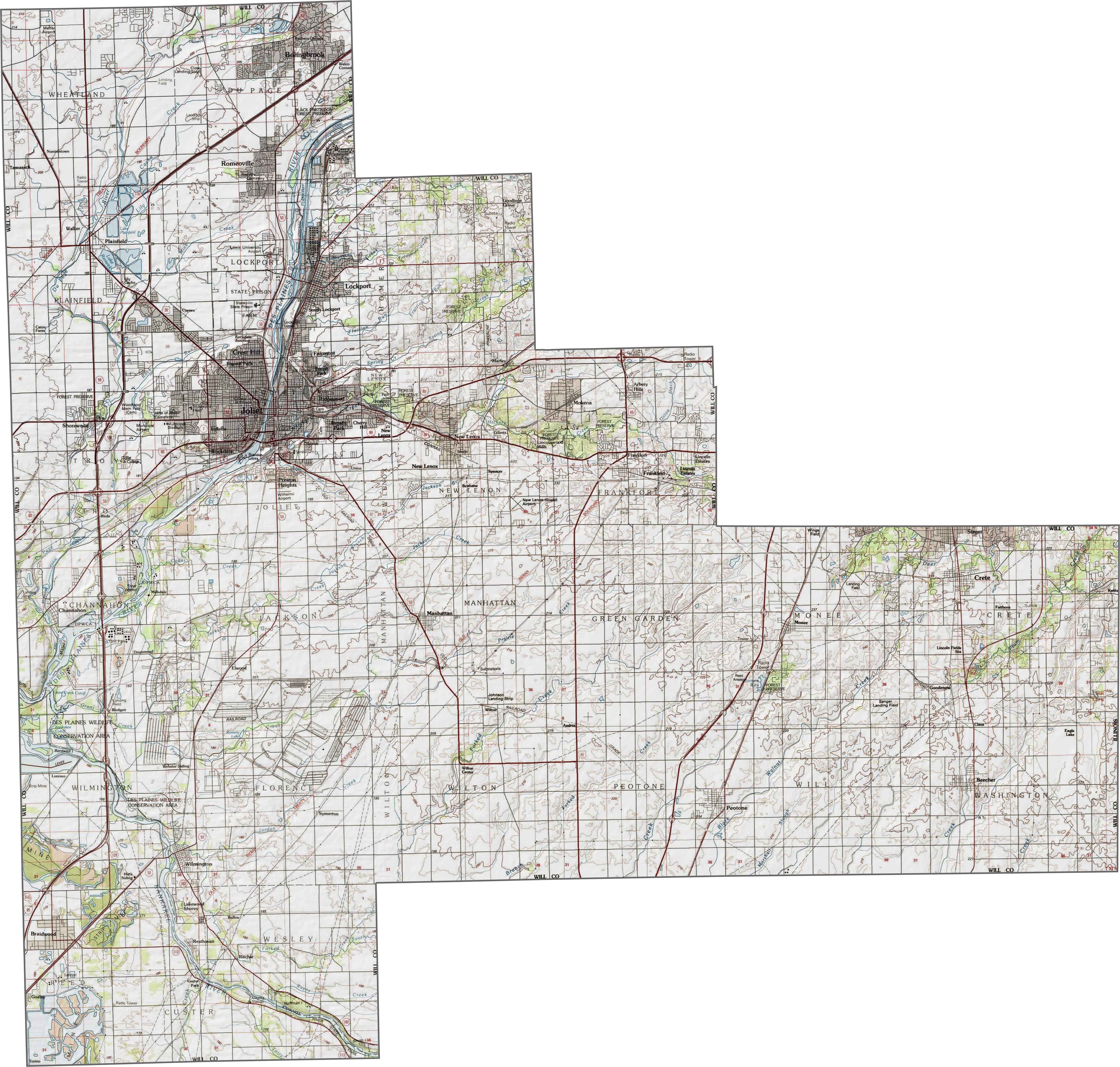 Will County Illinois Map Will County Topographic Map Illinois 
