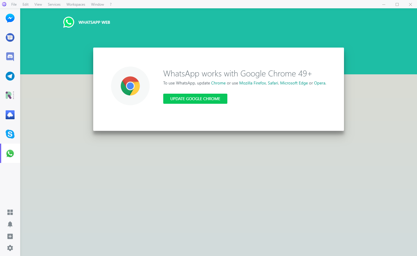 Whatsapp Web Not Working Needs Chrome 49 Issue 21 Getferdi Ferdi Github