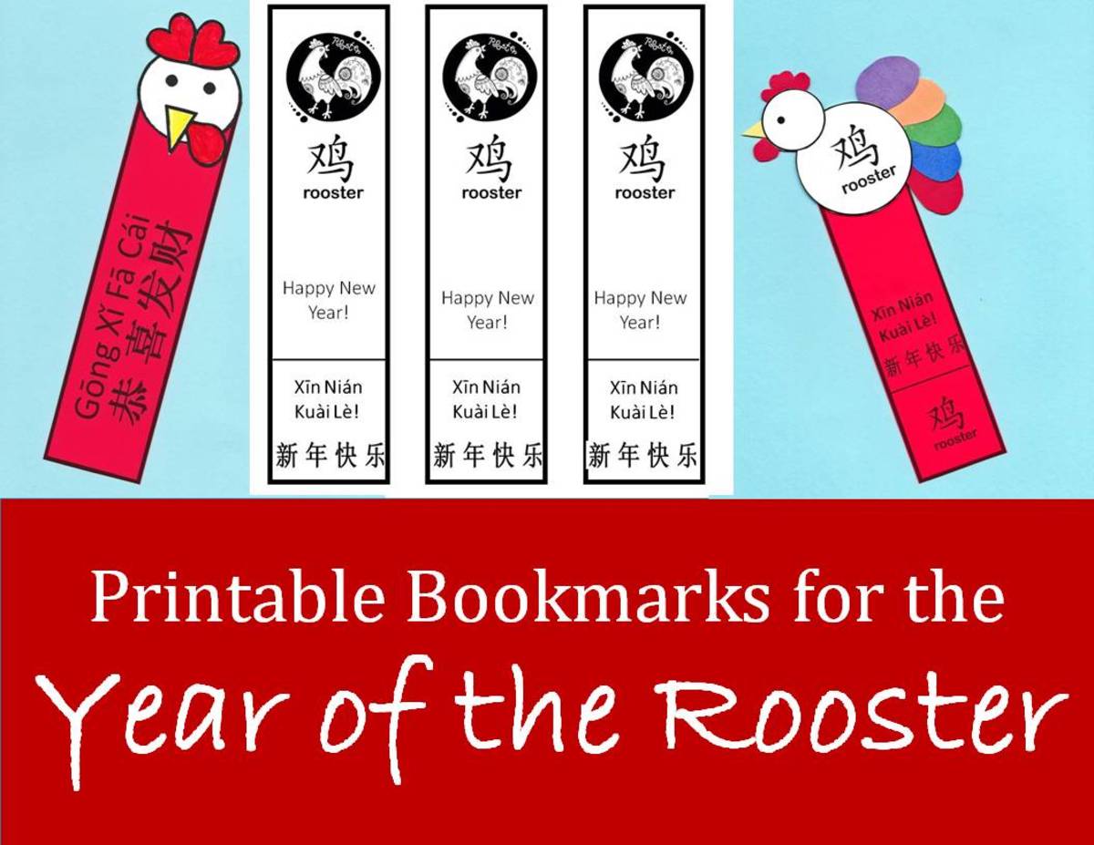 printable rooster bookmarks for chinese new year kid