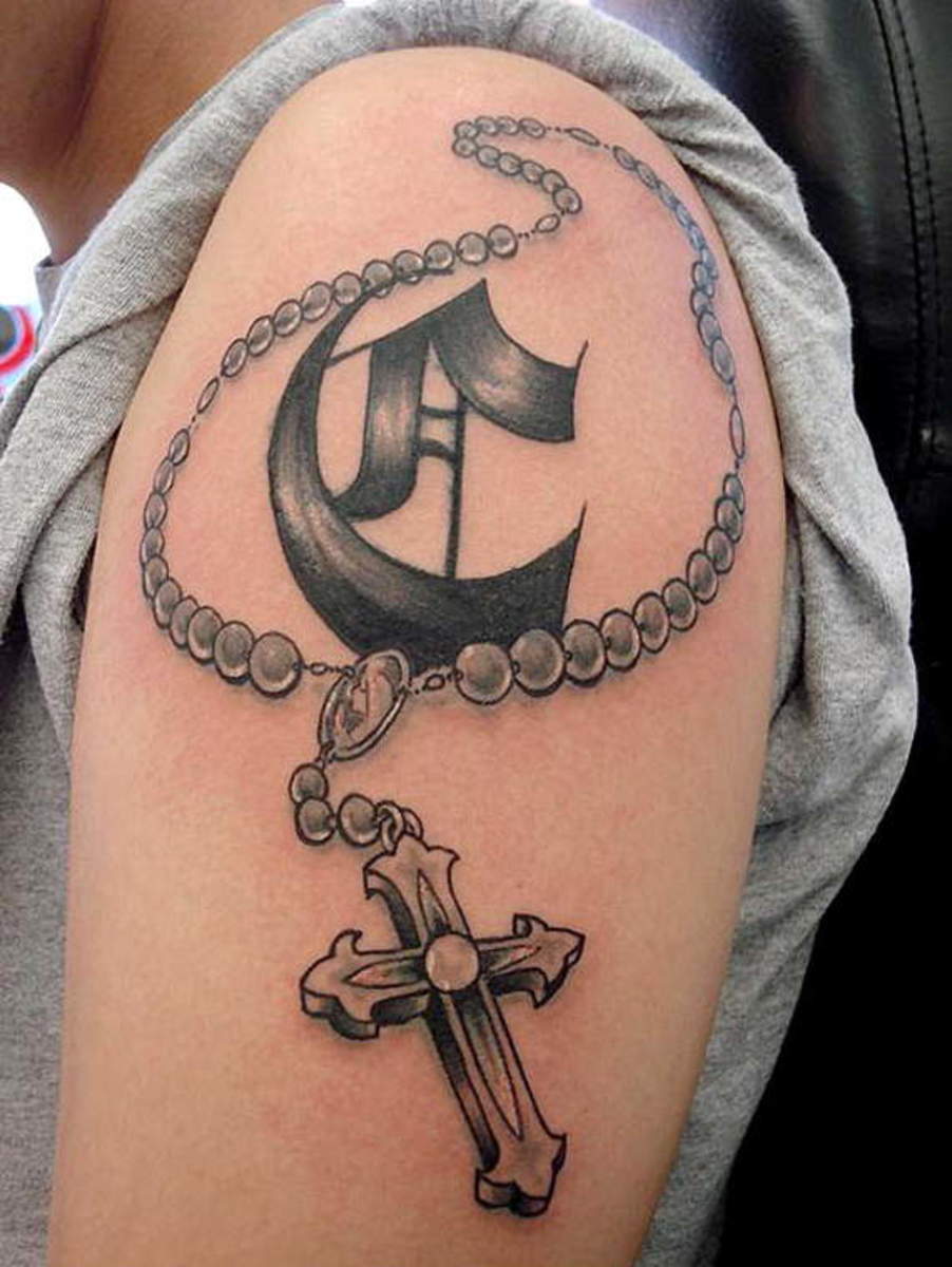 Cross Tattoo With Rosary Elegant Arts Tattoo