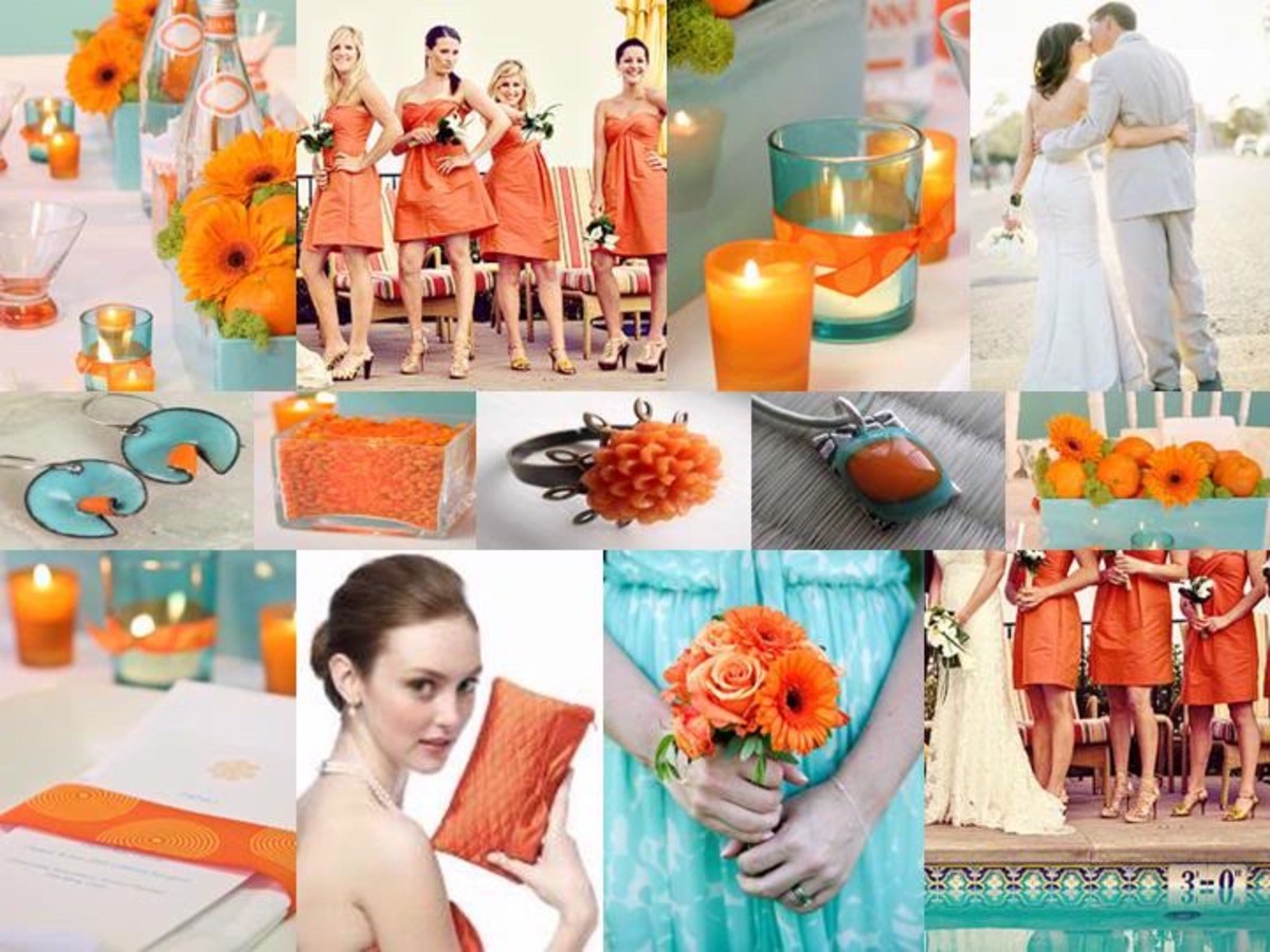 Festive blue and orange wedding ideas: wedding color combos