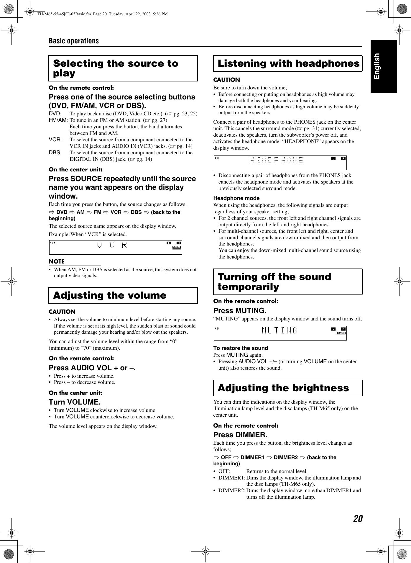 Jvc Th M55 M65 Th M55 Th M45 User Manual Lvt1024 002b