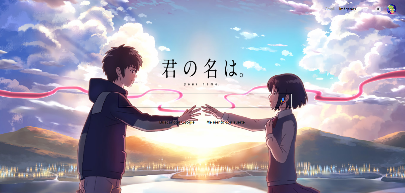 Kimi no na wa) is a 2016 japanese animated romantic fantasy film produced by comix wave films and released by toho . Google Theme Kimi No Na Wa åã®åã¯ Your Name Userstyles Org