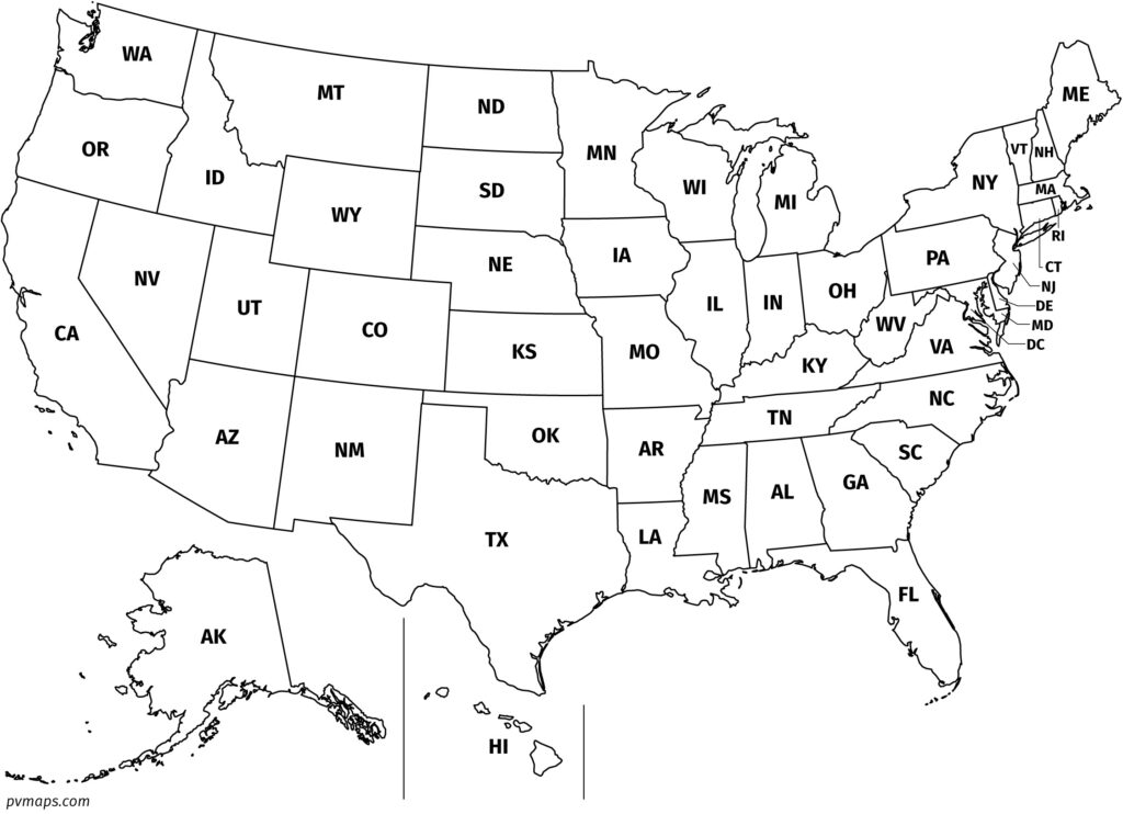 Printable Us Map With Printable US Map Printable Line Maps Pvmaps 1024x742 