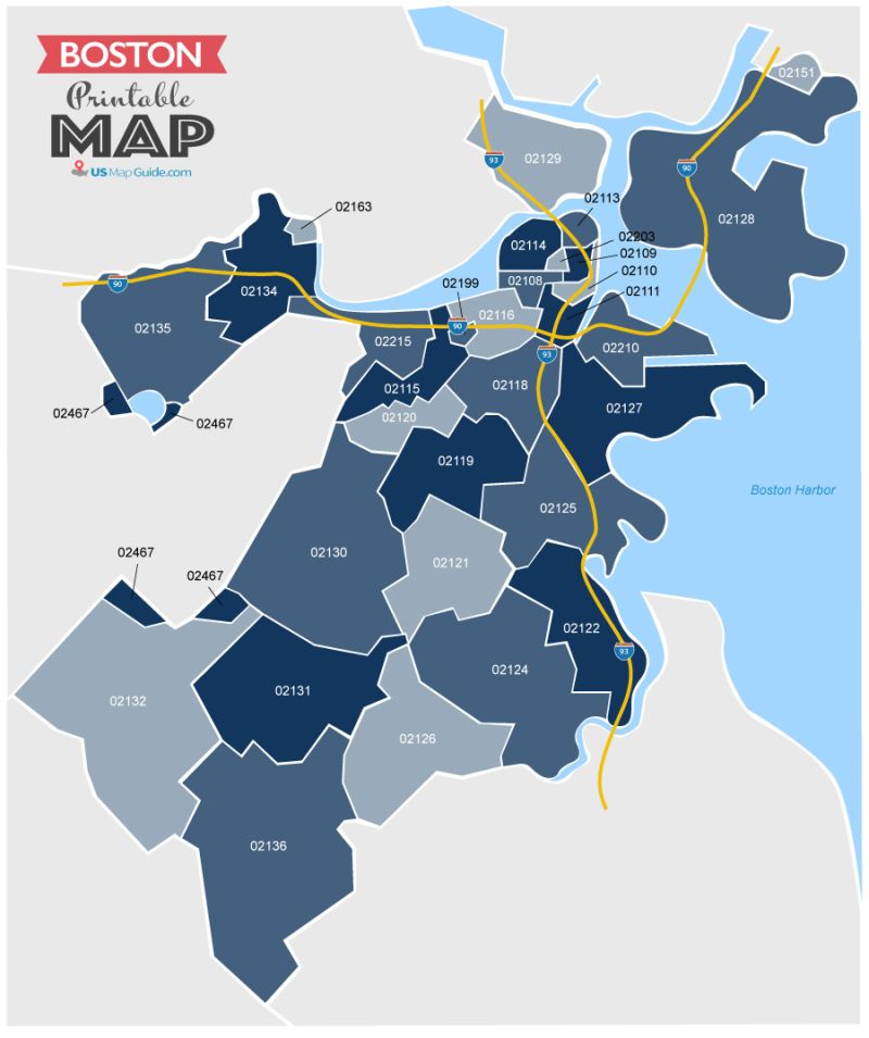 Boston Zip Code Map Guide To Boston - Download Gorgeous Sunset Pattern | Desktop