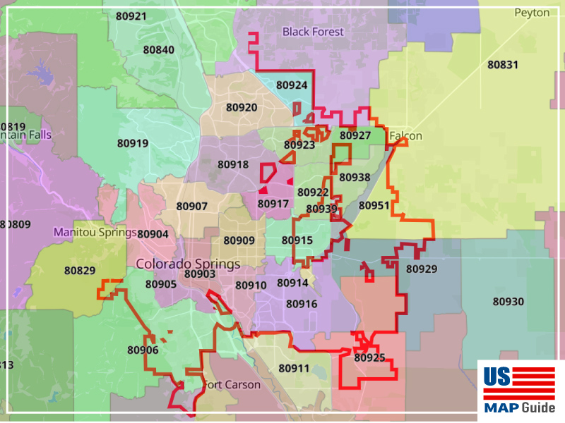 Colorado Map By Zip Code Printable Colorado Springs Co Zip Code Map 