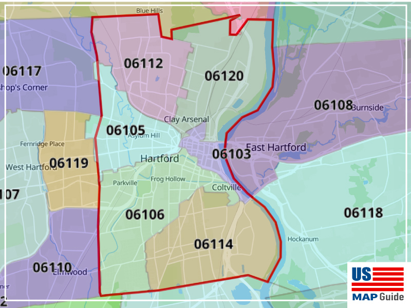 Connecticut Zip Code Map Printable Hartford Ct Zip Code Map 