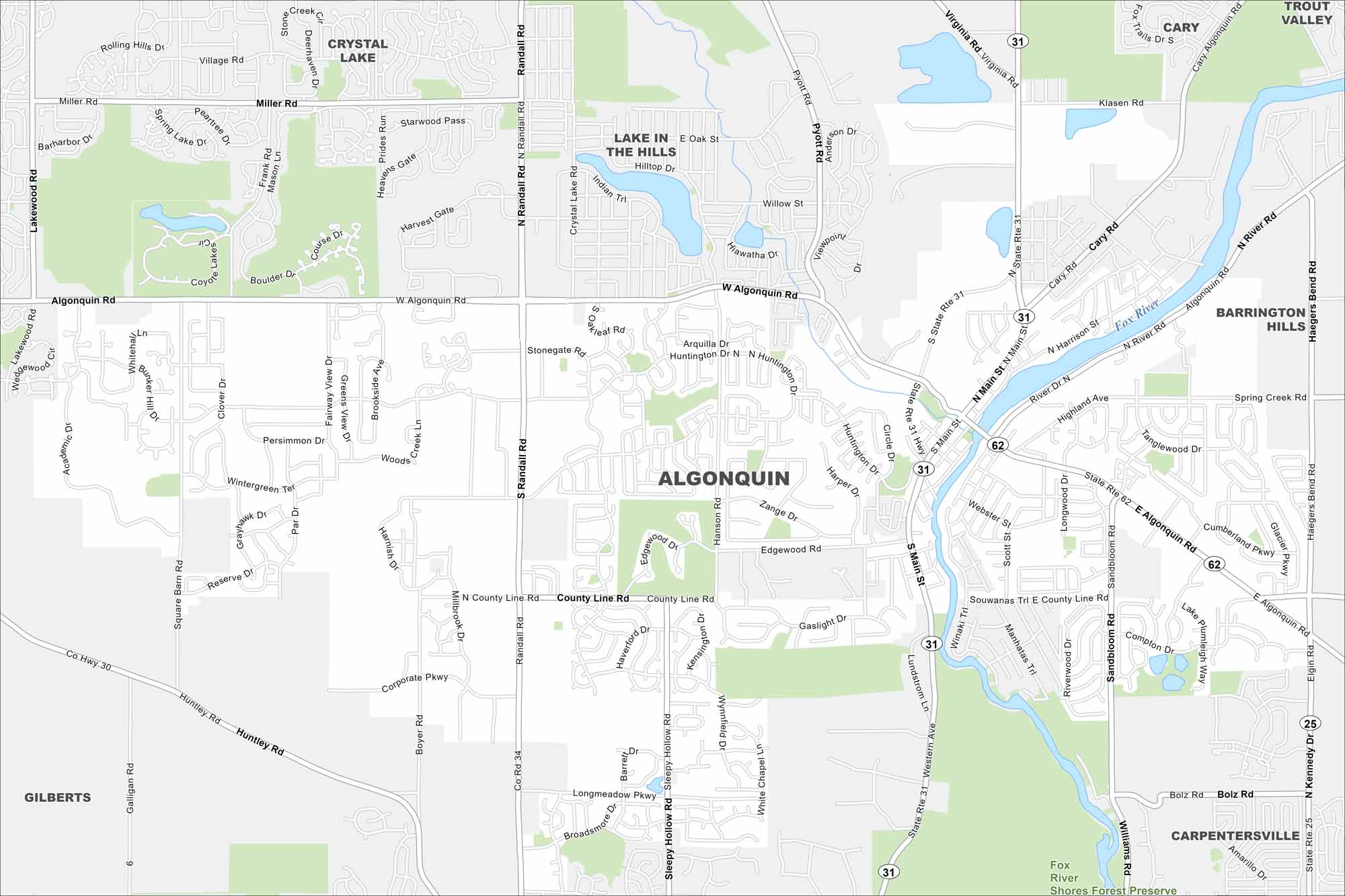City Maps US Maps Algonquin Map Illinois 