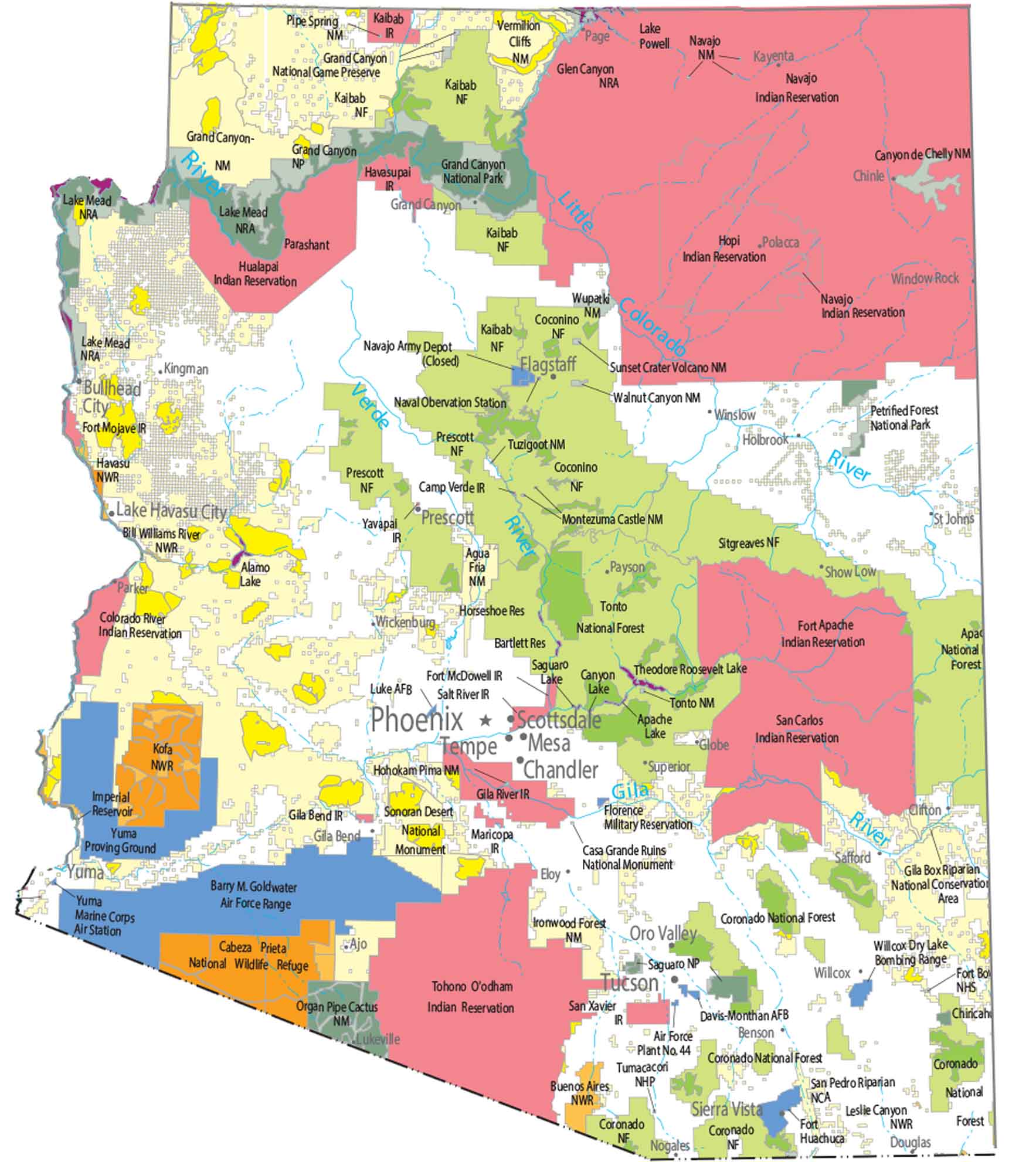 Arizona Zip Code Map US Maps Arizona National Parks And Forests Map 