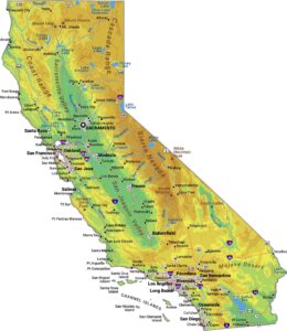 California Biomes Map US Maps California Physical Map 260x300 