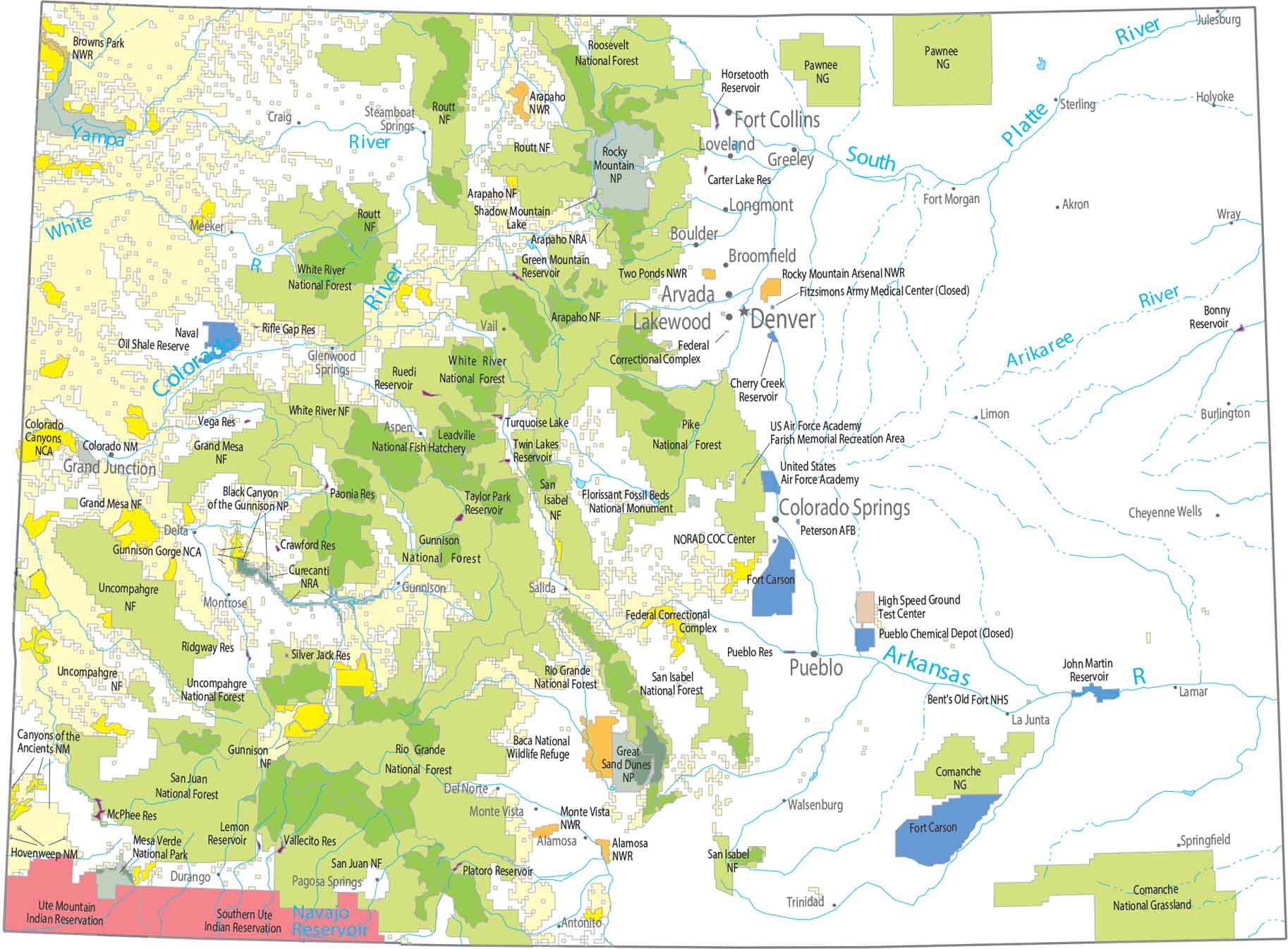 US National Forests Map US Maps Colorado National Parks And Forests Map 