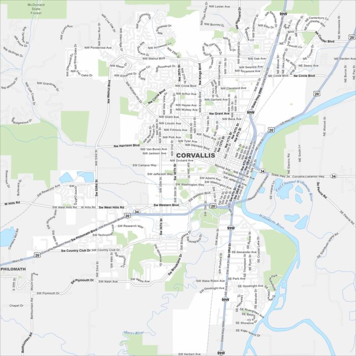 Map Of Eugene Oregon US Maps Corvallis Map Oregon 700x700 