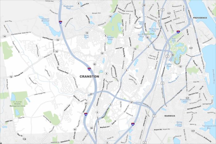 Map Of Rhode Island US Maps Cranston Map Rhode Island 700x467 