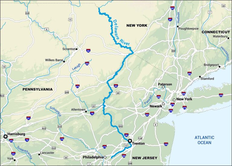 Delaware River Map US Maps Delaware River Map 768x549 